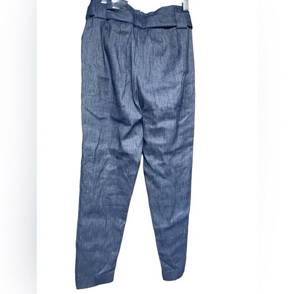 Express Blue Ankle High Rise Belted Linen Blend Pant NWT MSRP $79.98 - Picture 8 of 14
